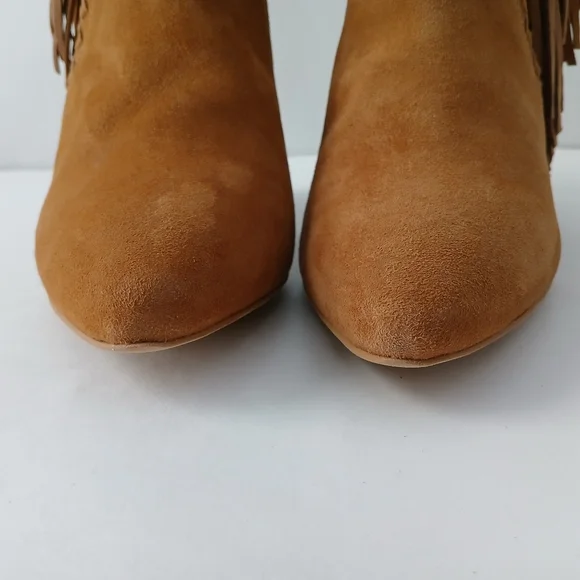 Rebecca Minkoff Illan Tan Suede Fringed Ankle Boots Size 9 Almond Toe Bohemian - Picture 5 of 12